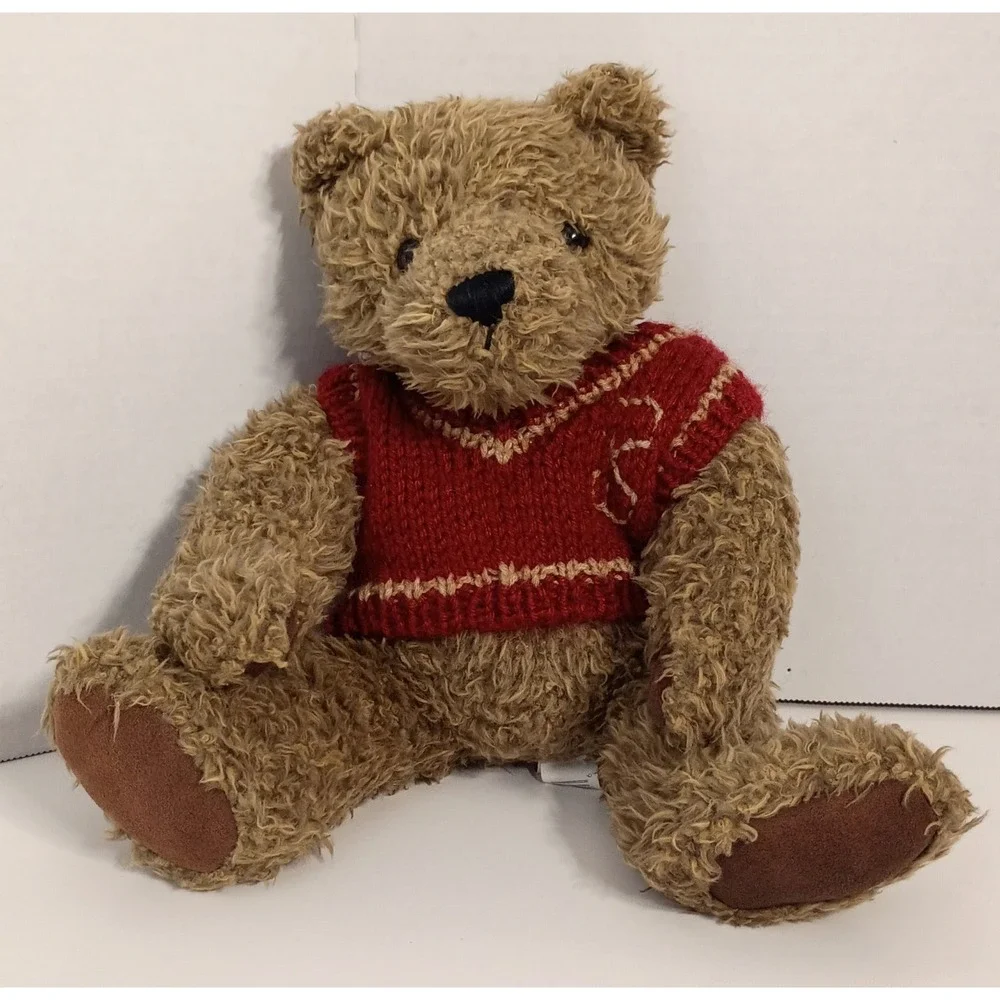 DanDee Collector's Choice Plush Stuffed Brown Teddy Bear Red Sweater 10